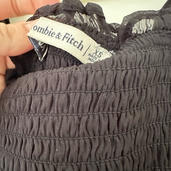 Abercrombie & Fitch - Black Tie Strap Smocked Ruffle Midi Dress - XS - Picture 3 of 6